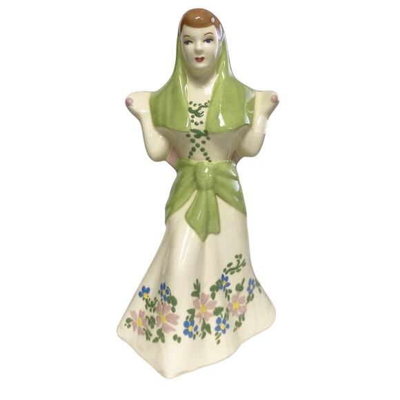 Vintage MK Signed Basket Lady Ceramic Pottery Decorative Vase - Picture 1 of 10